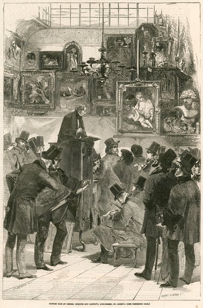 Venda de imagens nos Srs. Christie e Manton, King Street, St. James&39;s, Londres de Edmond Morin