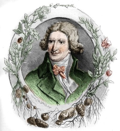 Retrato de Antoine Augustin Parmentier (1737-1813), farmacêutico militar e agrônomo francês. Gravura de Edmond Morin de Edmond Morin