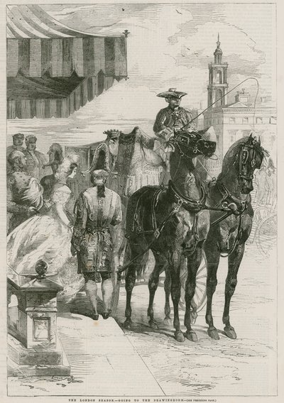 The London Season - ir para a sala de desenho (gravura) de Edmond Morin