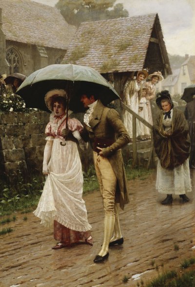 Uma manhã de domingo molhada, 1896 de Edmund Blair Leighton