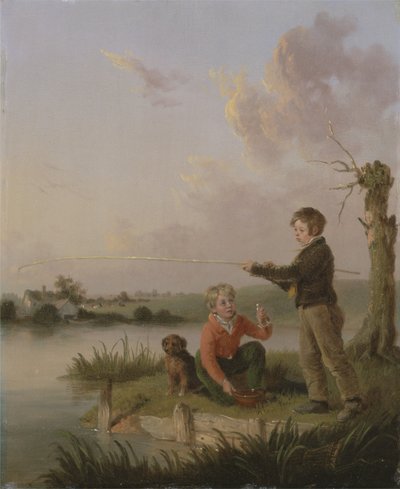 The Young Anglers (óleo no painel) de Edmund Bristow
