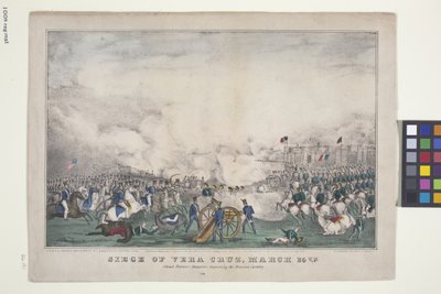 Cerco de Vera Cruz, 25 de Março (litografia colorida à mão) de Edmund Burke Kellogg
