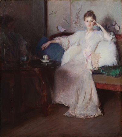 Arranjo em rosa e cinza (chá da tarde) de Edmund Charles Tarbell