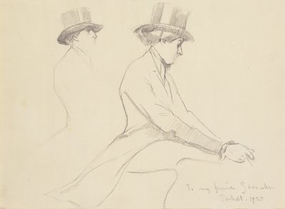 Figuras equestres (lápis sobre papel) de Edmund Charles Tarbell