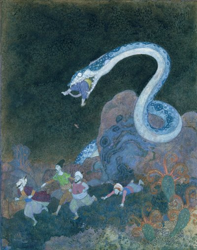 Um conto de fadas sérvio: O episódio da serpente (aguarela sobre papel) de Edmund Dulac