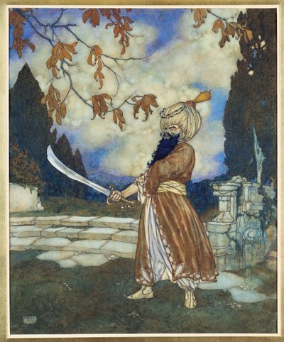 Barba Azul,1910 (aguarela, guache, caneta e tinta preta sobre papel) de Edmund Dulac