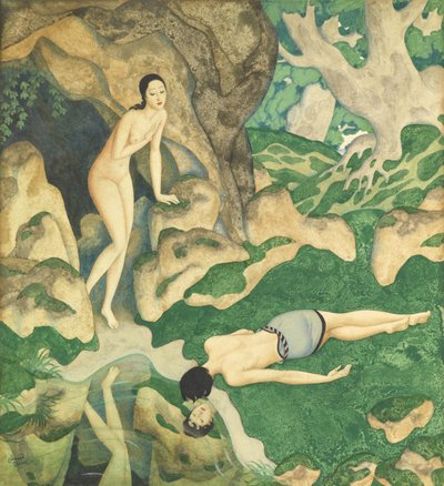 Eco e Narciso (aguarela e guache sobre papel) de Edmund Dulac