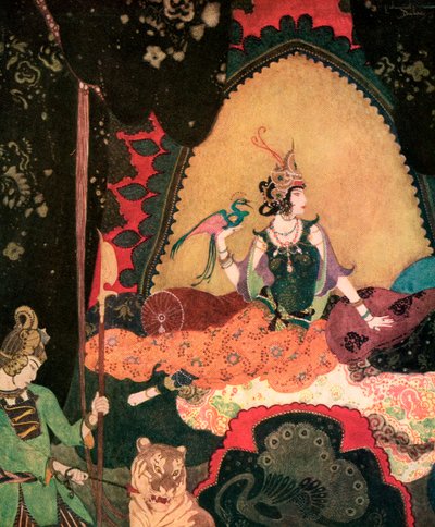 Layla segurando um pássaro, de Edmund Dulac de Edmund Dulac