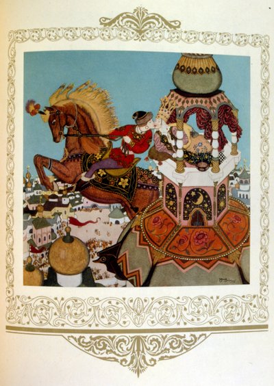 O príncipe beija uma bela princesa numa torre. Rússia" de Dulac. de Edmund Dulac