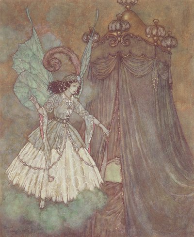 "Ela encontrou-se frente a frente com uma senhora imponente e bela", ilustração de "A Bela e o Monstro de Edmund Dulac