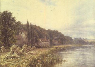 Riverside Village com figuras de pesca de Edmund George Warren
