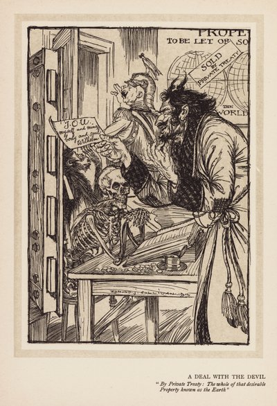 A grinalda do Kaiser: Um acordo com o Diabo (litografia) de Edmund Joseph (after) Sullivan