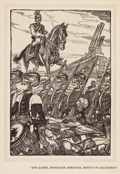 Grinalda do Kaiser: "Ave Kaiser, Imperator Moriture, Mortui Te Salutamus" (litografia). de Edmund Joseph (after) Sullivan