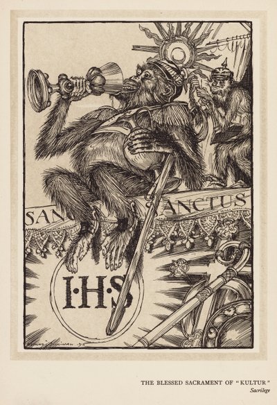 A grinalda do Kaiser: O Santíssimo Sacramento da "Kultur" (litografia) de Edmund Joseph (after) Sullivan