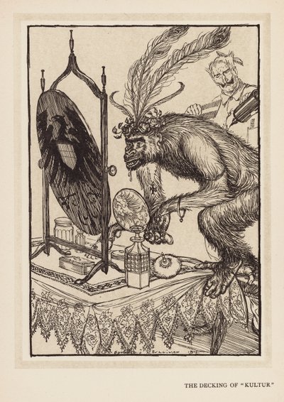 A grinalda do Kaiser: A decoração da "Kultur" (litografia) de Edmund Joseph (after) Sullivan