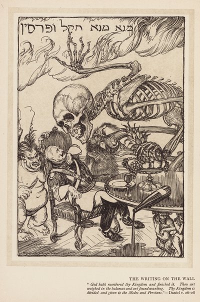A grinalda do Kaiser: A escrita na parede (litografia) de Edmund Joseph (after) Sullivan