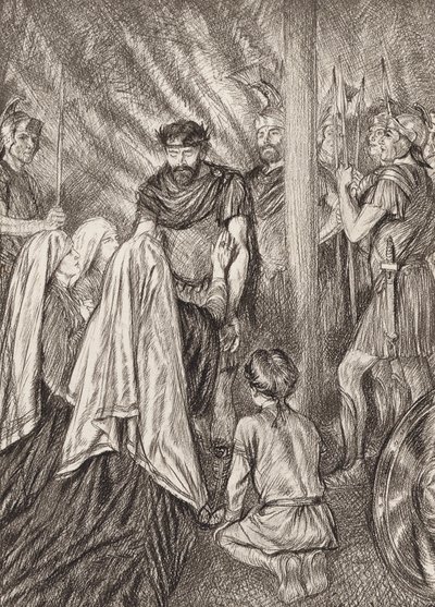 William Shakespeare: A Tragédia de Coriolanus, Ato V, Cena 3 (litografia) de Edmund Joseph (after) Sullivan