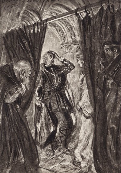 William Shakespeare: A Tragédia de Hamlet, Príncipe da Dinamarca, Ato III, Cena 1 (litografia) de Edmund Joseph (after) Sullivan