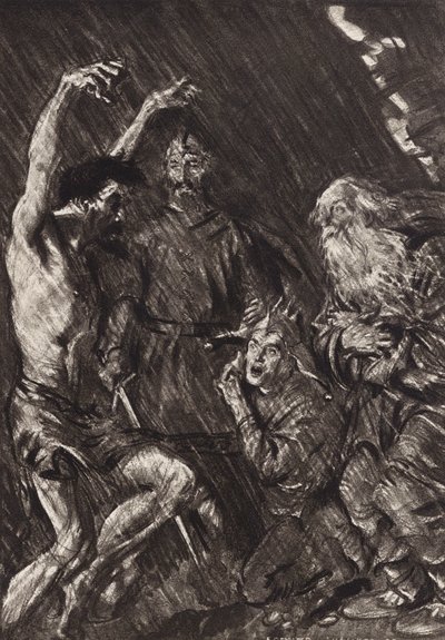 William Shakespeare: A Tragédia do Rei Lear, Ato III, Cena 4 (litografia) de Edmund Joseph (after) Sullivan