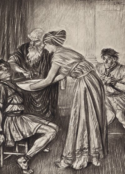 William Shakespeare: A Tragédia de Titus Andronicus, Ato V, Cena 2 (litografia) de Edmund Joseph (after) Sullivan
