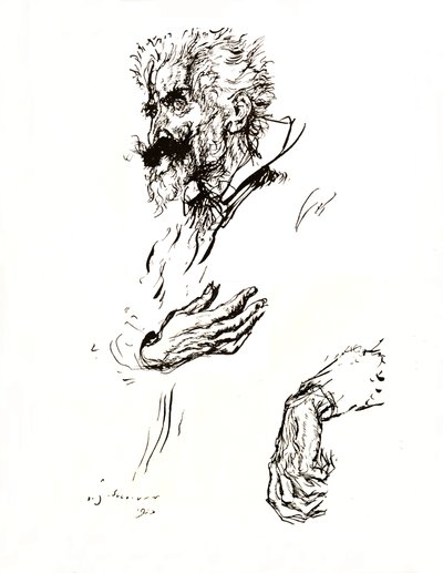 Don Quixote. Esboço de caneta de Line: An Art Study, 1923 de Edmund Joseph Sullivan