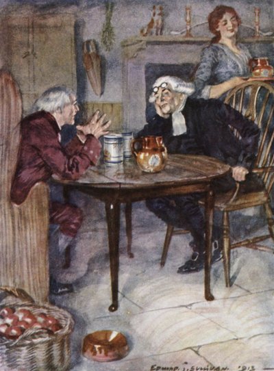 Ilustração para The Vicar of Wakefield de Oliver Goldsmith (cor litho) de Edmund Joseph Sullivan