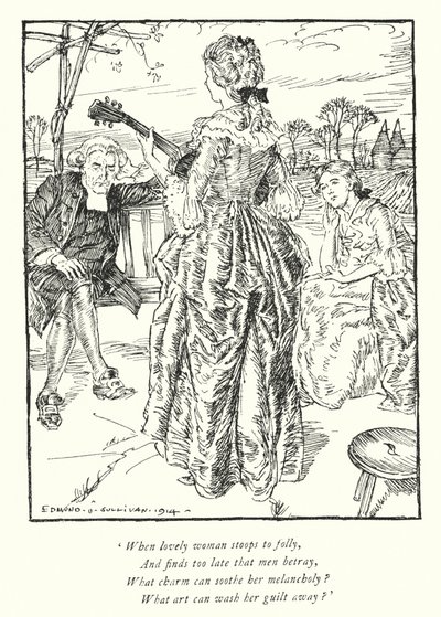 Ilustração para The Vicar of Wakefield de Oliver Goldsmith (litho) de Edmund Joseph Sullivan
