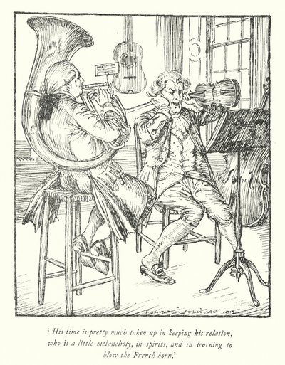 Ilustração para The Vicar of Wakefield de Oliver Goldsmith (litho) de Edmund Joseph Sullivan