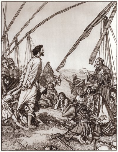 Jesus pergunta: Quem é o meu vizinho? (litho) de Edmund Joseph Sullivan