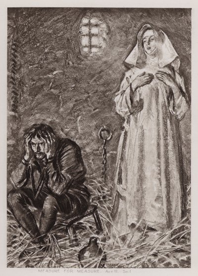 Medida para Medida, Ato III, Sc I (litho) de Edmund Joseph Sullivan