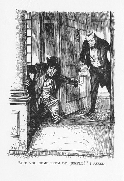 Cena do Estranho Caso do Dr. Jekyll e Mr Hyde por Robert Louis Stevenson, 1927 de Edmund Joseph Sullivan