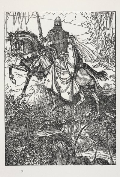 Sir Launcelot e a Rainha Guinevere, ilustração de 