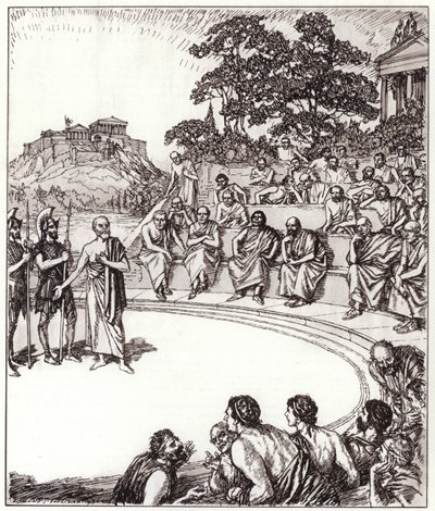 Sócrates perante os seus juízes (litho) de Edmund Joseph Sullivan