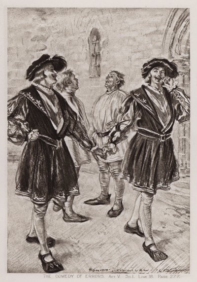 A Comédia dos Erros, Acto V, Sc I (litho) de Edmund Joseph Sullivan