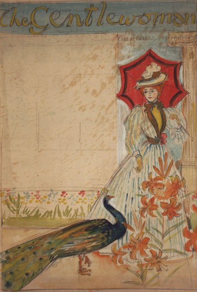 A Gentlewoman, (recto); Suporte Home Industries (verso), por volta de 1905 (guache sobre lápis no cartão) de Edmund Joseph Sullivan