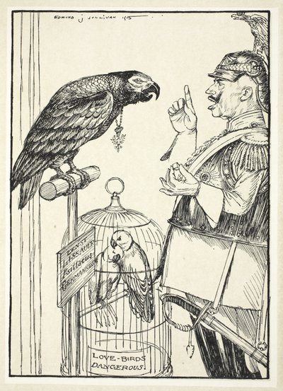 O hino do ódio (um pouco do açúcar para o pássaro), ilustração da festão do Kaiser por Edmund J. Sullivan, bar. 1916 de Edmund Joseph Sullivan