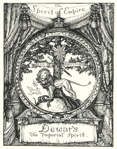 O Espírito do Império, desenho para um anúncio do whisky escocês de Dewar (litho) de Edmund Joseph Sullivan