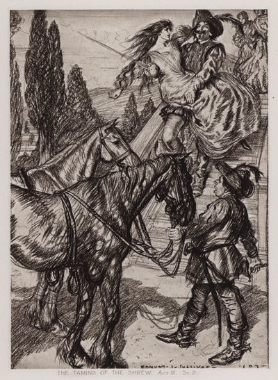A Domesticação da Musa, Acto III, Cena 2 (litho) de Edmund Joseph Sullivan