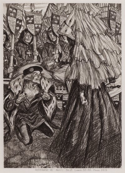 A Tragédia do Rei Ricardo III, Acto I, Cena 2 (litho) de Edmund Joseph Sullivan