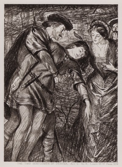 Os Dois Cavalheiros de Verona, Acto V, Sc 4 (litho) de Edmund Joseph Sullivan