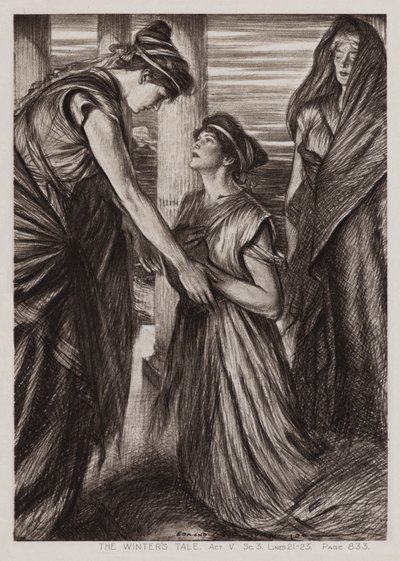 O Conto de Inverno, Acto V, Cena 3 (litho) de Edmund Joseph Sullivan