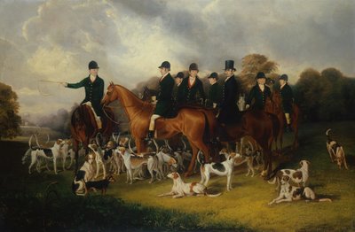 The Beaufort Hunt no Badminton com W.Long em Wandering Boy (óleo sobre tela) de Edmund Jr Havell