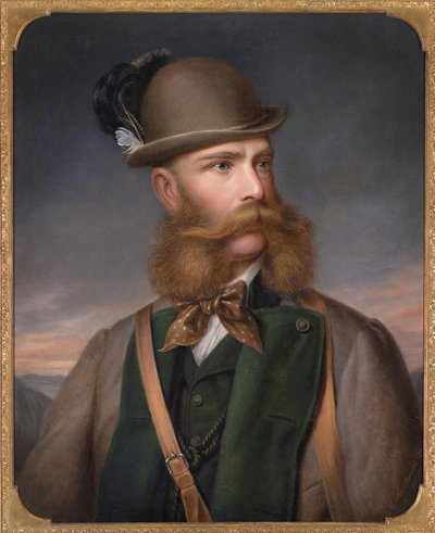 Retrato de Franz Joseph I da Áustria em vestido de caça, 1877 de Edmund Mahlknecht