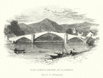 Ponte de Inigo Jones em Llanrwst (gravura) de Edmund Morison (after) Wimperis