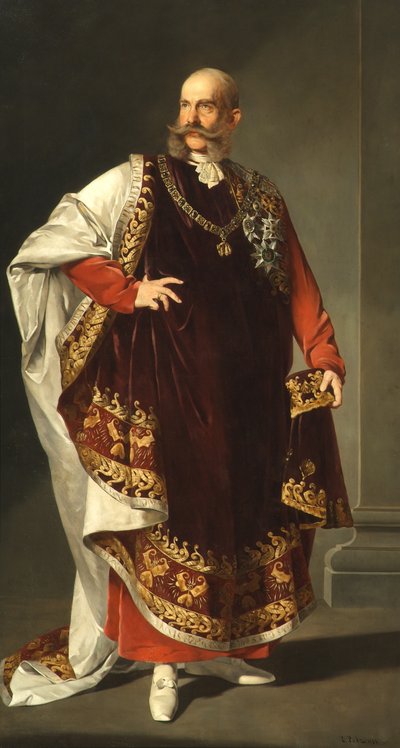 Imperador Franz Joseph I na regalia da Ordem do Tosão de Ouro de Edmund Pölz
