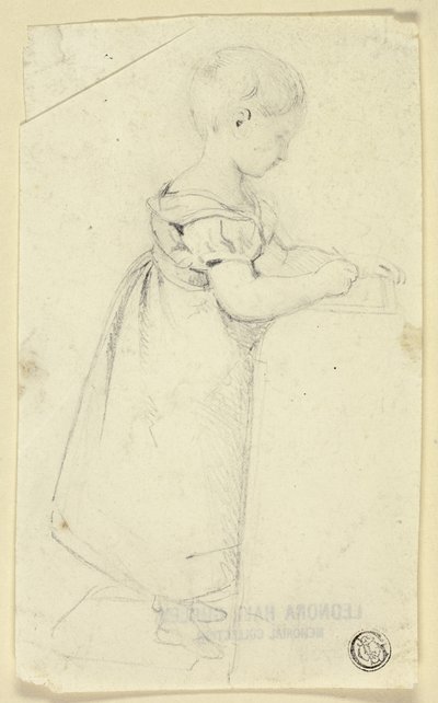 Menina de pé à secretária e a escrever de Edmund Thomas Parris