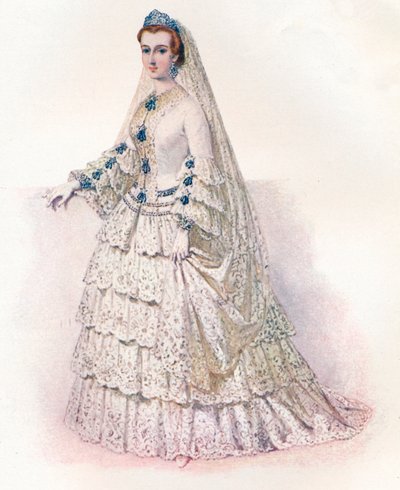A imperatriz Eugenie em seu vestido de noiva, 1853, 1902 de Edmund Thomas Parris
