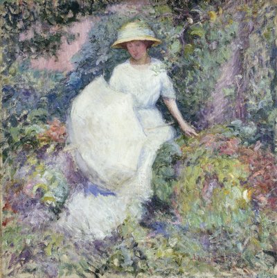 Rapariga com Parasol (óleo sobre tela) de Edmund William Greacen