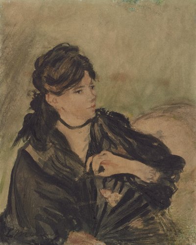 Berthe Morisot com um Fan de Edouard (after) Manet