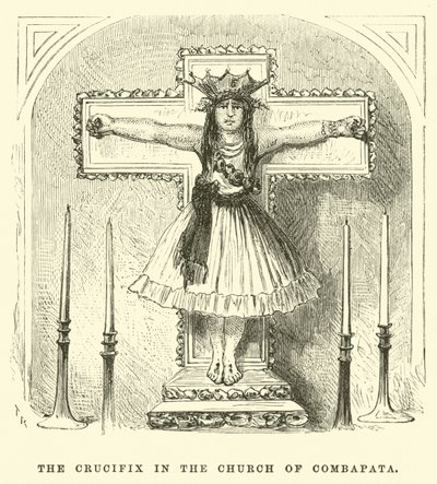 O Crucifixo na Igreja de Combapata (gravura) de Edouard (after) Riou